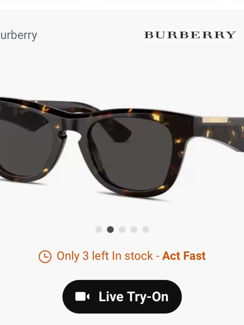 Burberry Tortoiseshell Sunglasses Style BE4426